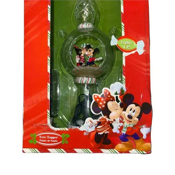 Rare Walt Disney Store Mickey Minnie 11" Lighted Clear Glass Tree Topper HTF - Picture 9 of 11